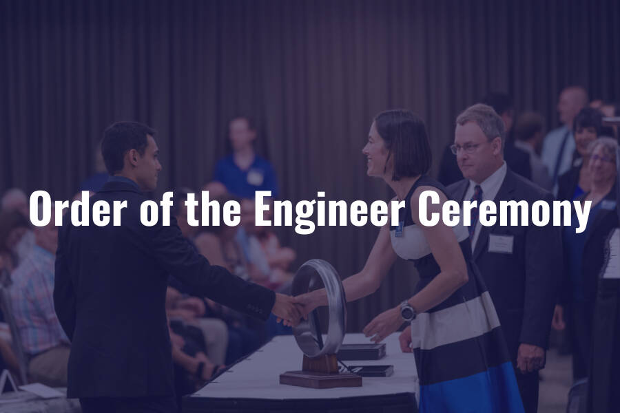 Graduate receives ring at engineering ceremony.